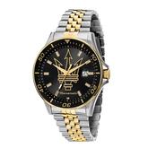 maserati sfida 44mm 3h black dial stainless steel &amp; yellow gold bracelet