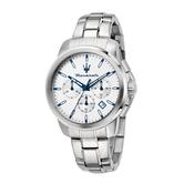 maserati successo 42mm chrono white silver dial stainless steel bracelet image