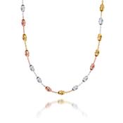 tricolour 45cm necklace with rose, gold and silver beads