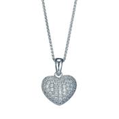 sterling silver, stone-set rounded heart pendant. image