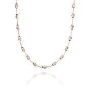 real effect rose gold style beaded chain necklace with silver detailing ( 26 inches ) image