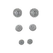 3 pairs different sizes fully stoneset ball studs image