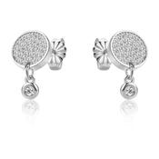 cubic zirconia cluster earrings with hanging stone in sterling silver image