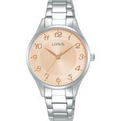 lorus quartz ladies stainless steel light pink dial bracelet watch image