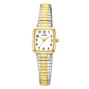 lorus quartz ladies two tone white dial expander bracelet watch