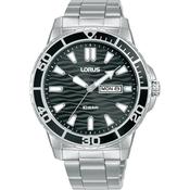 lorus quartz gents stainless steel black dial bracelet watch