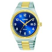 lorus quartz gents two tone blue dial bracelet watch image