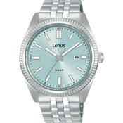 lorus quartz gents stainless steel turquoise dial bracelet watch image