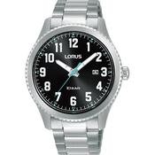 lorus quartz gents stainless steel black dial bracelet watch