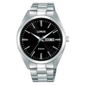 lorus quartz gents stainless steel black dial bracelet watch