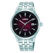 lorus quartz gents stainless steel burgundy dial bracelet watch
