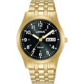 lorus gents 50m gold tone bracelet full figure black dial watch image
