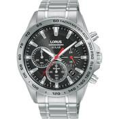 lorus solar chronograph gents stainless steel black dial bracelet watch image