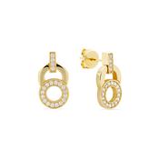 jette earrings silver 925 yellow gold plate with cubic zirconia 1.9x1cm