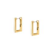 creole earring hoop square steel yellow gold plated 2.2x1.5cm