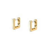 creole earring hoop square steel yellow gold plated 1.4x1.4cm