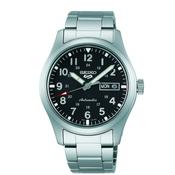 seiko seiko 5 sports field watch automatic black dial, 39.4mm, 10bar, bracelet watch