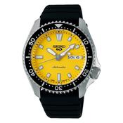 seiko 5 sports skx redux in ki-iro yellow strap watch