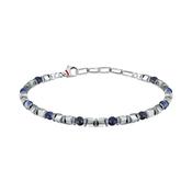 sector basic bracelet stainless steel silver hematite &amp; blue lapis stones 21cm image
