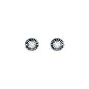ted baker cherelle: crystal button stud earrings silver tone, black, clear crystal image