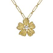 petrice: flower statement crystal pendant necklace gold tone clear crystal image