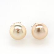 silver fresh water pearl stud�earrings 8.5mm image