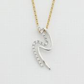 9k white gold pendant with white cz - double bend image