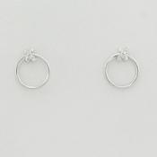 9k white gold circle earrings with white cz x image
