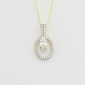 9k yellow gold open oval pendant with with cz at centre no chain