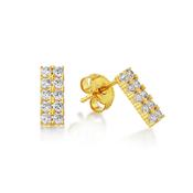 9k yellow gold rectangular stud with white cz image
