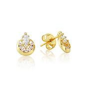 9k yellow gold pear shaped white cz cluster set in polished base image