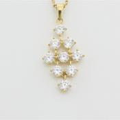 9k yellow gold pendant white czs set in diamond shape no chain