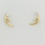 9k yellow gold corkscrew stud earrings with white cz image