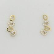 9k yellow gold interlocking oval and circle earrings with white cz image