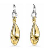 14ct Two Tone Diamond Drop Earrings image