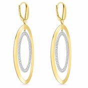 14ct Two Tone Gold Oval Drop Earrings image