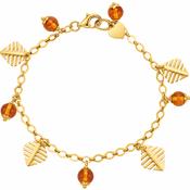 14ct Yellow Gold &amp; Amber Charm Bracelet image