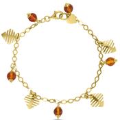 14ct Yellow Gold &amp; Amber Charm Bracelet image