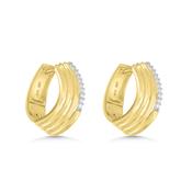 Gold Textured Pavé Hoop Earrings image