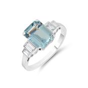 18ct White Gold Aquamarine &amp; Diamond Ring image