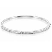 18ct Gold Baguette &amp; Round Brilliant Diamond Bangle image
