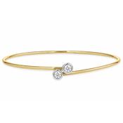 18ct Gold Two Tone Bezel Set Diamond Bangle