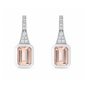 18ct Morganite &amp; Diamond Drop Earrings image