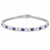 18ct White Gold Diamond &amp; Sapphire Tennis Bracelet