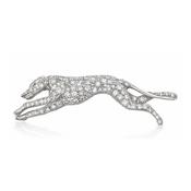 18ct White Gold Diamond Greyhound Brooch image