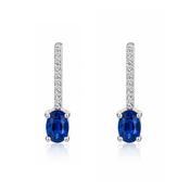 18ct White Gold Diamond &amp; Sapphire Drop Earrings image