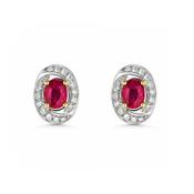 18ct White Gold Ruby &amp; Diamond Studs image