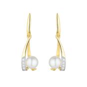 9ct Gold Pearl &amp; Diamond Hoops