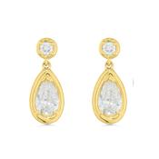 9ct Bezel Pear Drop Earrings