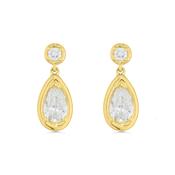 9ct Bezel Pear Drop Earrings image